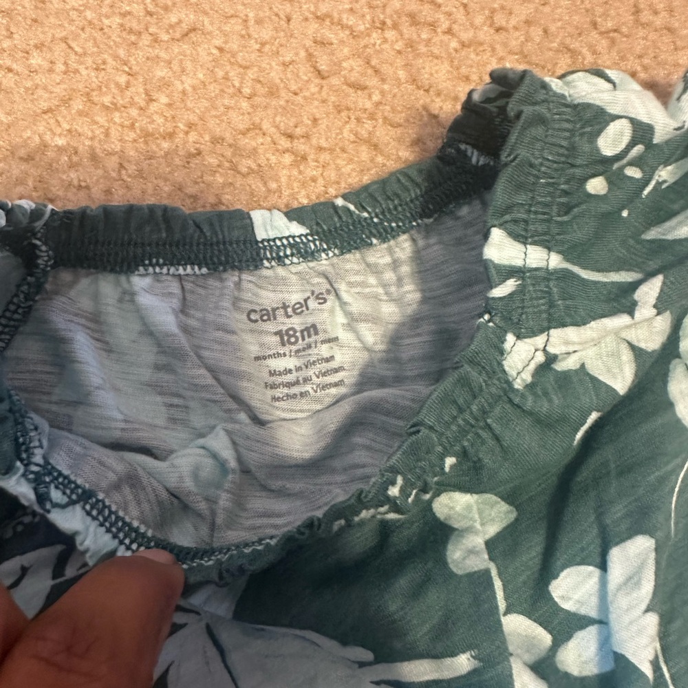NWT Carter's Green Floral Kids Shorts Set - Picture 2 of 4